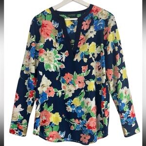 Lauren Ralph Lauren Floral Print Blouse Top Multicolor Size Medium